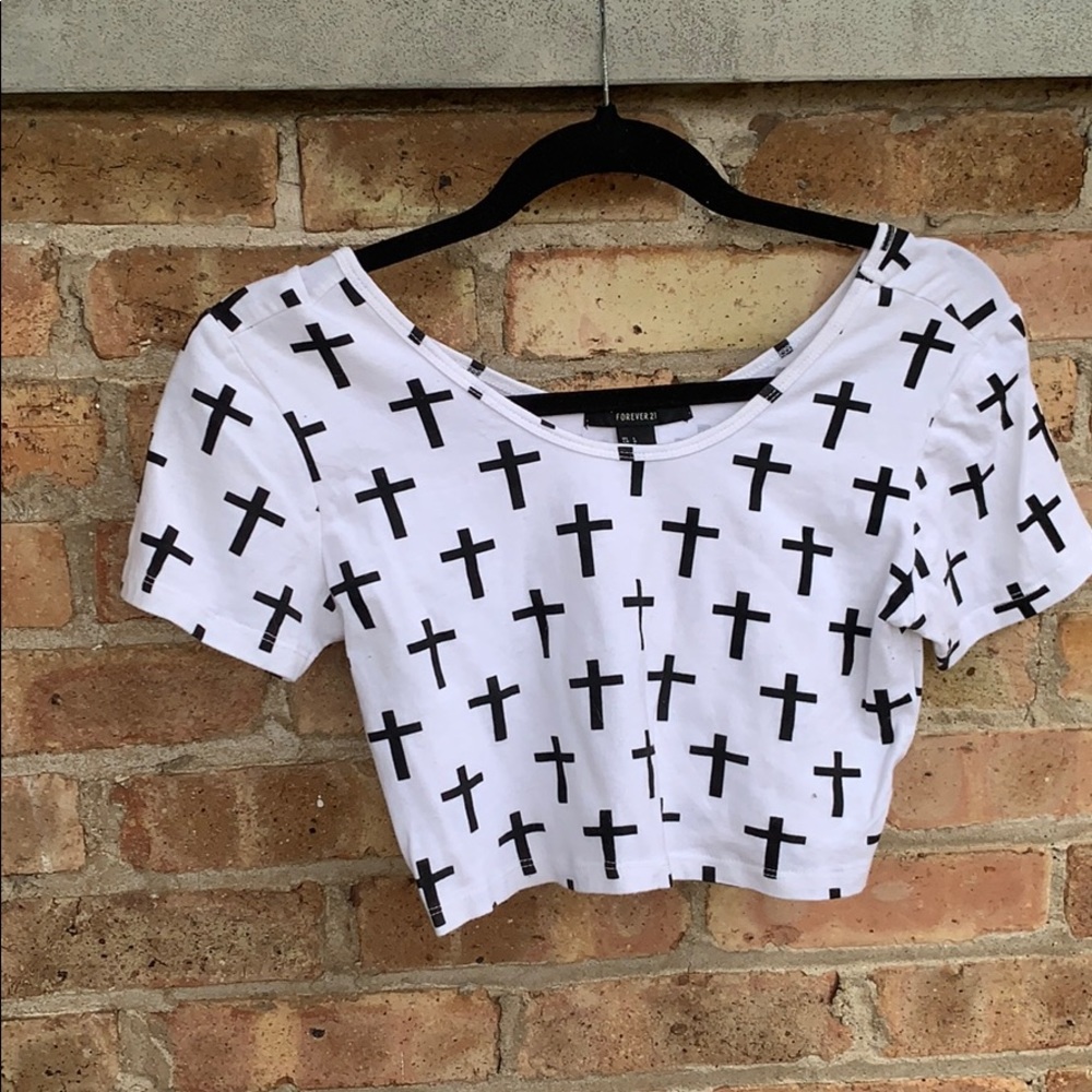 b&w cross crop top